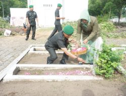 Kodim Nganjuk Mengadakan Upacara dan Tabur Bunga Peringati  HJK TNI AD Tahun 2024 .