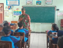 Tumbuhkan Jiwa Patriotisme, Babinsa Koramil 0810/03 Loceret Berikan Wasbang Di SDN 1 Loceret