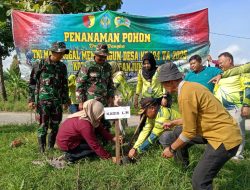 Satgas TMMD 124 Kodim Nganjuk Bersama Msyarakat Dan Instansi Terkait Adakan Penghijauan.