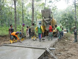 Pengecoran Jalan Sasaran Fisik TMMD 124 Kodim Nganjuk Nyaris Rampung