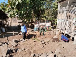 Wujud Sinergi TNI dan Rakyat, Babinsa Koramil 0810/04 Berbek Bantu Bangun Rumah Warga