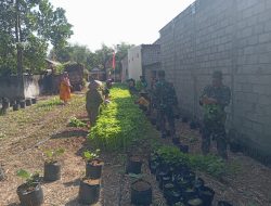 Koramil 0810/11 Prambon Bagikan Hasil Panen Sayur kepada Warga Sugihwaras