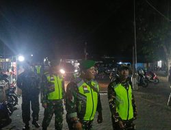 Anggota Koramil 0810/06 Kertosono Melaksanakan Patroli Malam Beserta Ormas Banser Guna Memantau Kondusifitas Wilayah