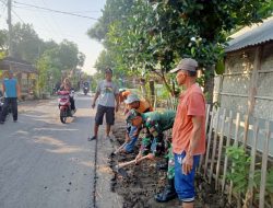 Babinsa Bersama Warga Gotong Royong Bersihkan Lingkungan di Desa Ngujung