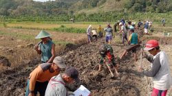 Babinsa Koramil 0810/20 Ngluyu Bersama Warga Kerja Bakti Pembuatan Badan Jalan di Dusun Cabean