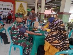Babinsa Desa Ngetos Ikut Serta Donor Darah Wujud Kepedulian Sosial