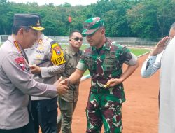 Dandim 0810/Nganjuk Sambut Kedatangan Kapolri pada Peletakan Batu Pertama Museum dan Rumah Singgah Almh Ibu Marsinah