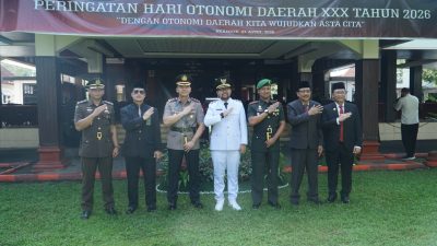 UPACARA PERINGATAN HARI OTONOMI DAERAH KE-30 TAHUN 2026 DI KABUPATEN NGANJUK BERLANGSUNG KHIDMAT