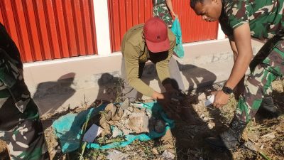 Gotong Royong TNI-Polri dan Warga Desa Margopatut Perkuat Kebersamaan Sekaligus Ciptakan Lingkungan Bersih