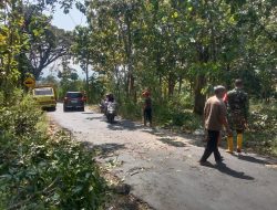 Gerakkan Gotong Royong, Babinsa Ngetos Bersama Pemdes Bersihkan Ruas Jalan Desa Kepel