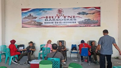 Sambut HUT ke-81 TNI, Kodim 0810/Nganjuk Gelar Bakti Sosial Donor Darah