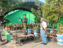 TANAMKAN DISIPLIN SEJAK DIBANGKU SEKOLAH, BATIWANWIL KORAMIL 0810/11 PRAMBON PIMPIN UPACARA BENDERA DI SMAN 1 PRAMBON